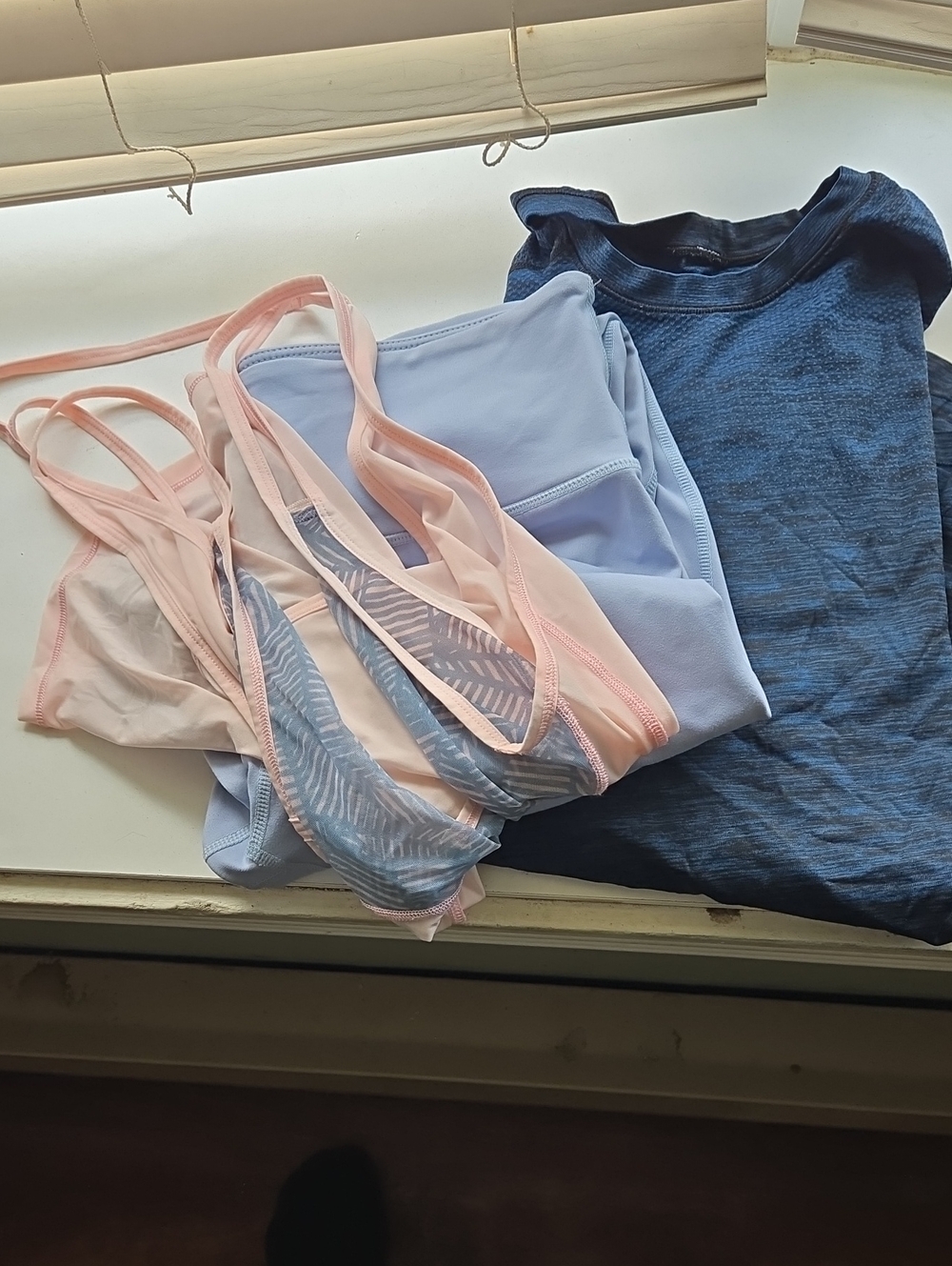 SASki Light Blue Leggings Pink & Blue Lulu Camisole and Long Sleeve Lulu
